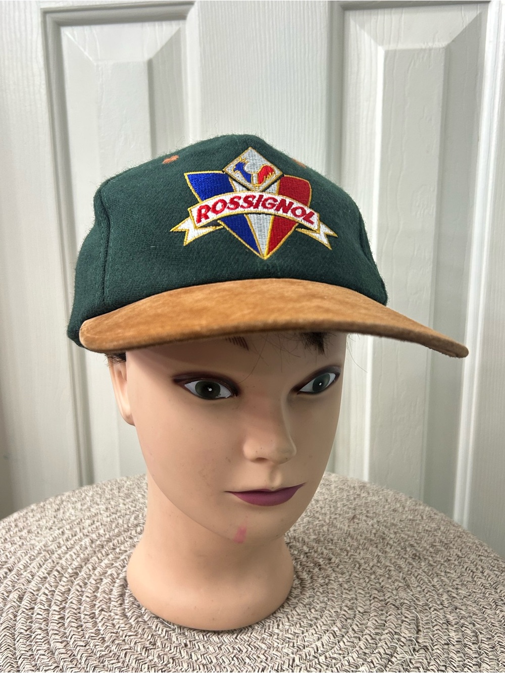 Vintage Rossignol Hat Cap Strap Back Mens One Size Green Wool Ski 90s